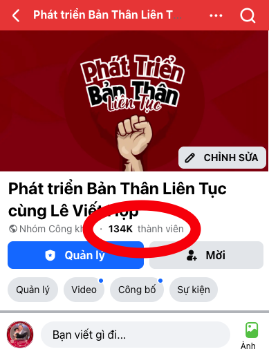 Kết quảng nhóm 100k thành viên